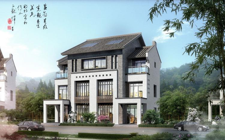 中式風(fēng)格別墅建筑外觀設(shè)計(jì)案例效果圖 裝飾裝修環(huán)境設(shè)計(jì)建筑設(shè)計(jì)